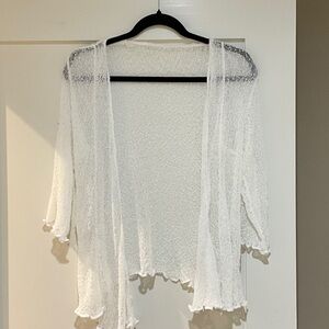 Women's White Open-Front Lightweight Shrug - Elegant Layering